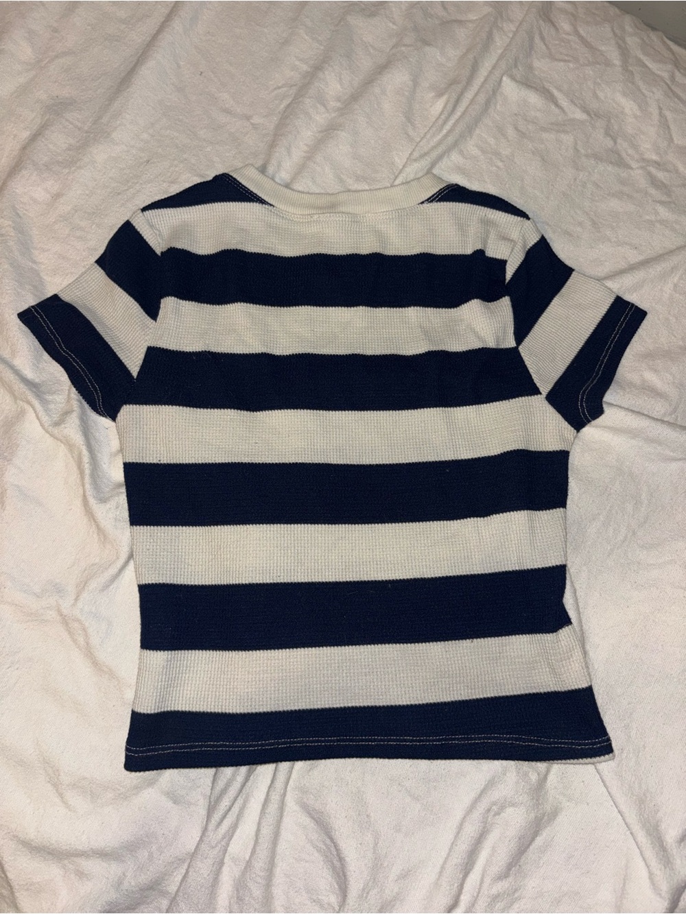 Women’s Navy and White Striped Short Sleeve Top